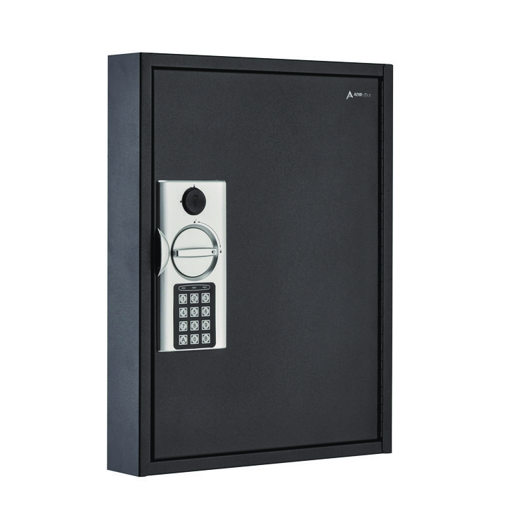 ADIROFFICE Steel Digital Lock Key Cabinet, 60-Key, 13 x 2.6 x 17, Stainless Steel 304, Black (ALHI68060BLK)