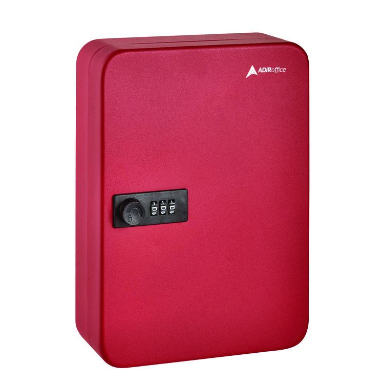 ADIROFFICE Steel Heavy-Duty Key Cabinet with Combination Lock, 48-Key, 7.1 x 3 x 10, Stainless Steel 304, Red (ALHI68248RED)