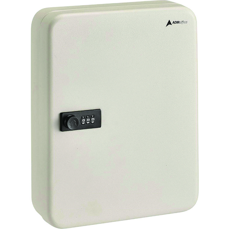 ADIROFFICE Steel Heavy-Duty Key Cabinet with Combination Lock, 30-Key, 6.4 x 3 x 8, Stainless Steel 304, White (ALHI68230WHI)