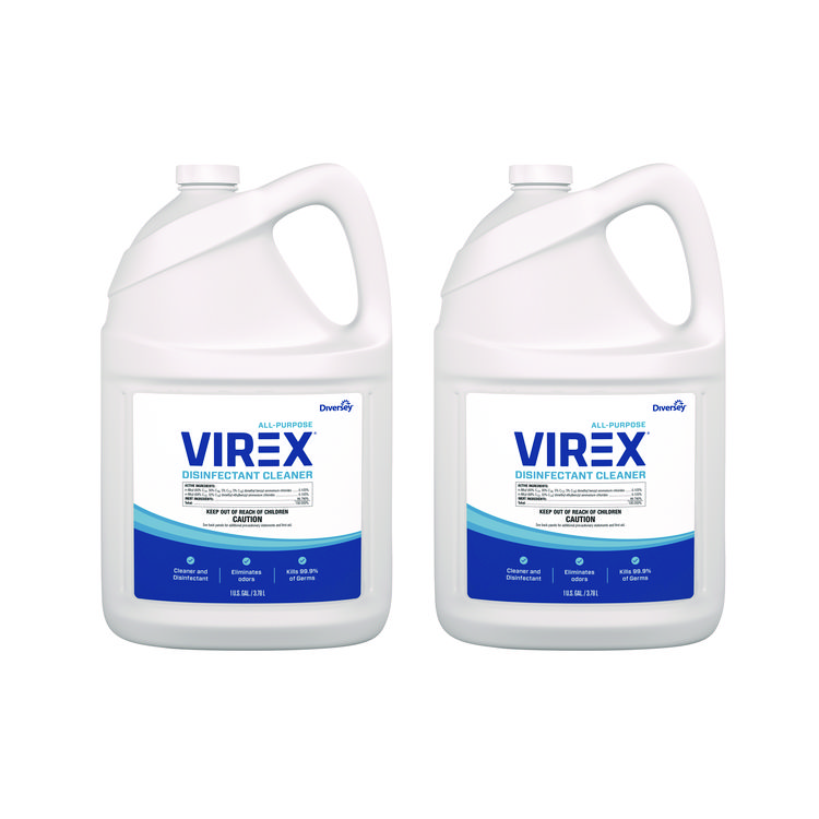 Diversey Virex All-Purpose Disinfectant Cleaner, Lemon Scent, 1 gal Container, 2/Carton (DVOCBD540557)