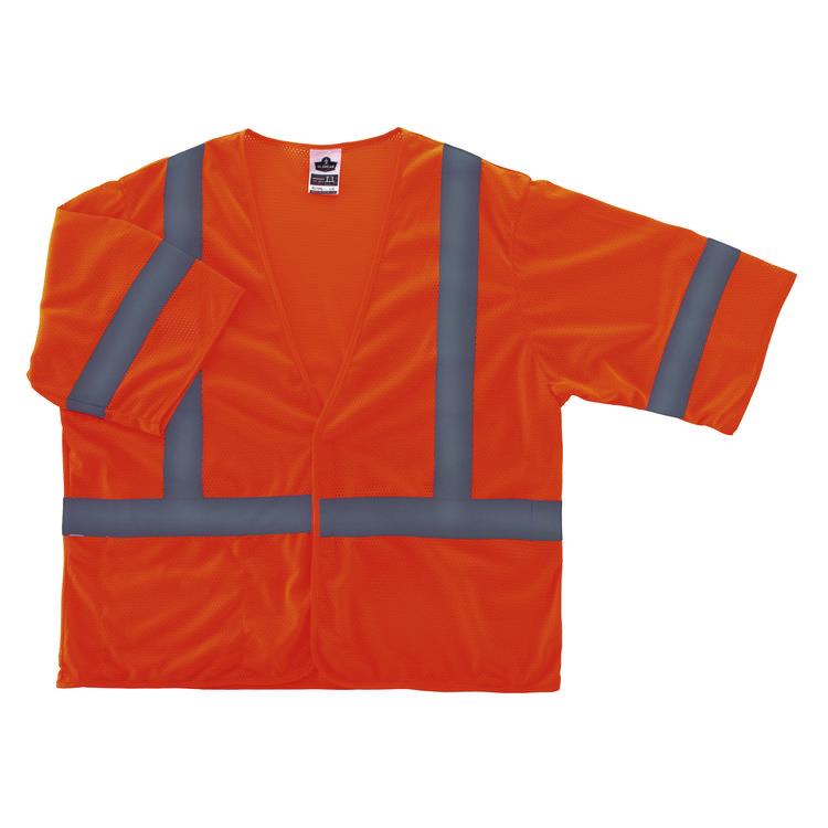 ergodyne GloWear 8310HL Type R Class 3 Economy Mesh Vest, 2X-Large to 3X-Large, Orange (EGO22017)