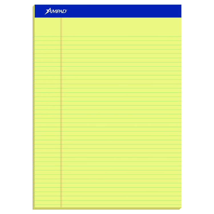 Ampad Perforated Writing Pads, Narrow Rule, 50 Canary-Yellow 8.5 x 11.75 Sheets, Dozen (TOP20222)