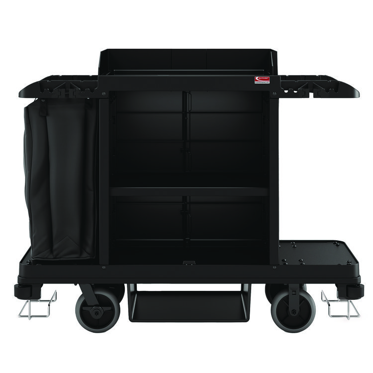 Suncast Commercial Standard Housekeeping Cart, Plastic, 1 Shelf, 24" x 62.13" x 49.75", Black (SUAHKC1000)