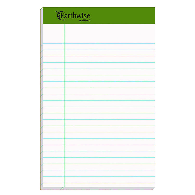 Ampad Earthwise by Ampad Recycled Paper Legal Pads, Wide/Legal Rule, 40 White 5 x 8 Sheets, 6/Pack (TOP40112)