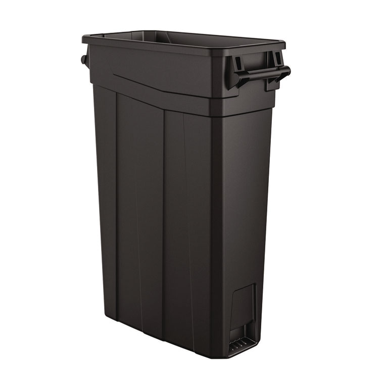 Suncast Commercial 23 Gallon Resin Slim Trash Can, Plastic, Black (SUATCNH2030BK)