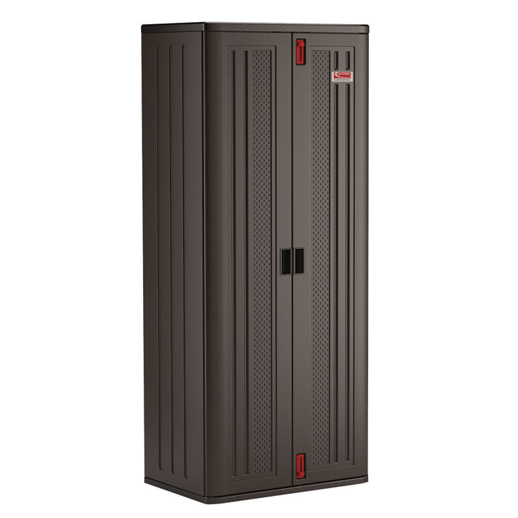 Suncast Commercial Tall Storage Cabinet, Five Shelves: One Fixed, Four Adjustable, 30" x 20.25" x 72", Gray (SUABMCCPD7204)