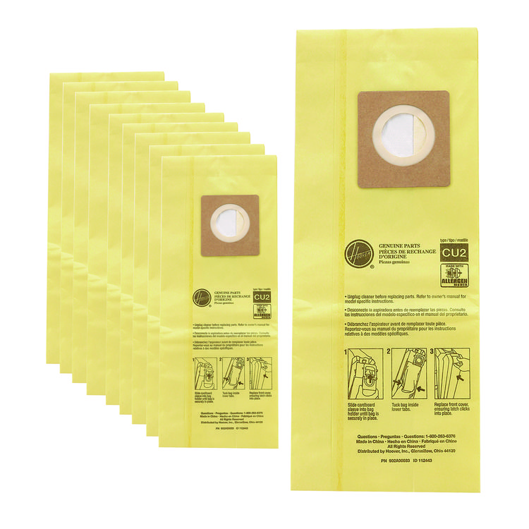 Hoover Commercial HushTone Vacuum Bags, Yellow, 10/Pack (HVRAH10243)