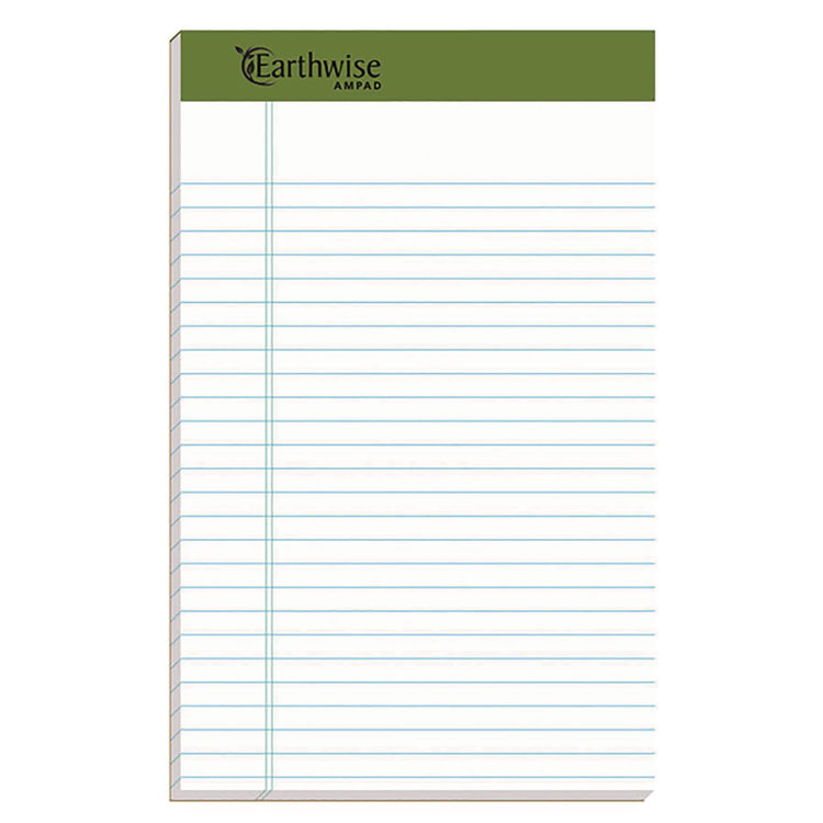 Ampad Earthwise by Ampad Recycled Writing Pad, Narrow Rule, Politex Green Headband, 50 White 5 x 8 Sheets, Dozen (TOP20152)