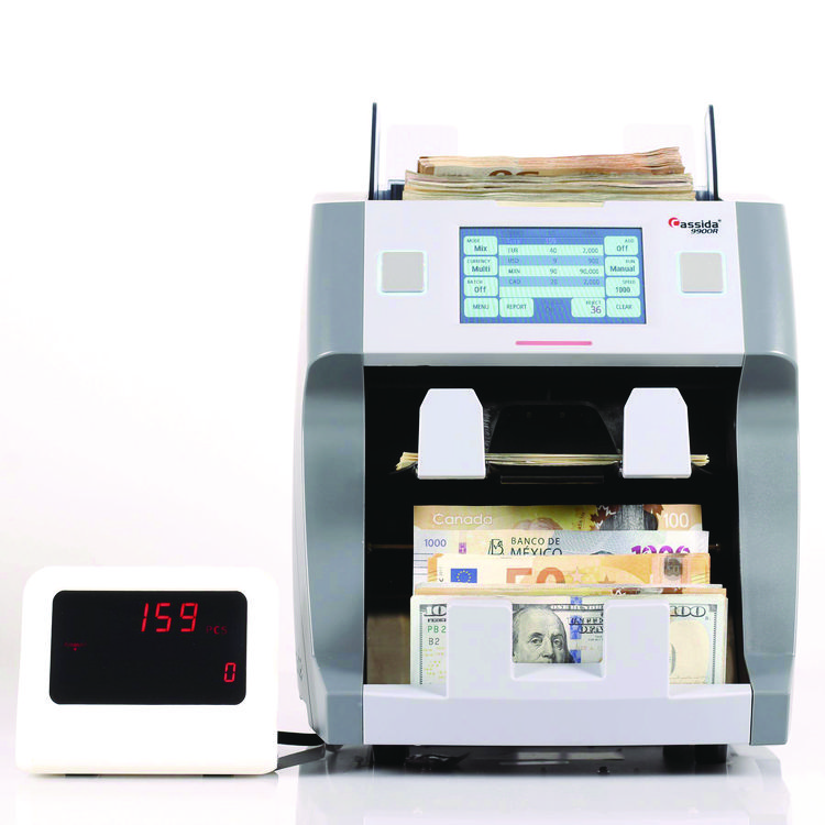 CASSIDA 9900R Two-Pocket Mixed Bill Counter, 3-Speeds: 800 Bills/Min, 1,000 Bills/Min, 1,200 Bills/Min, 9.5 x 11 x 10.4, Gray (CIA9900R)