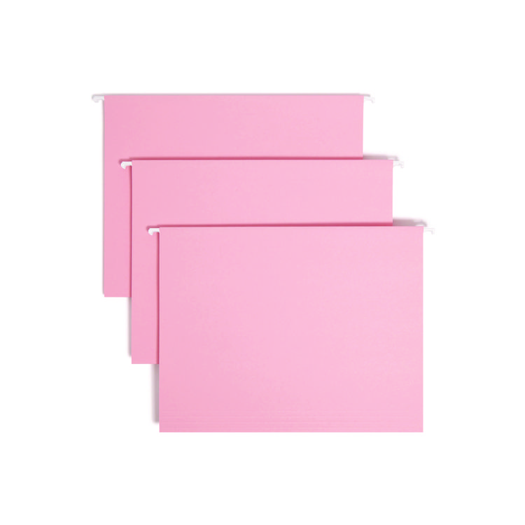 Smead Colored Hanging File Folders with 1/5 Cut Tabs, Letter Size, 1/5-Cut Tabs, Pink, 25/Box (SMD64066)