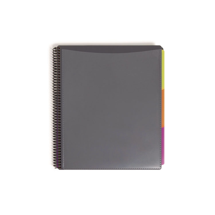 Smead Poly Project Organizer, 24 Letter-Size Sleeves, Gray with Bright Pockets (SMD89206)