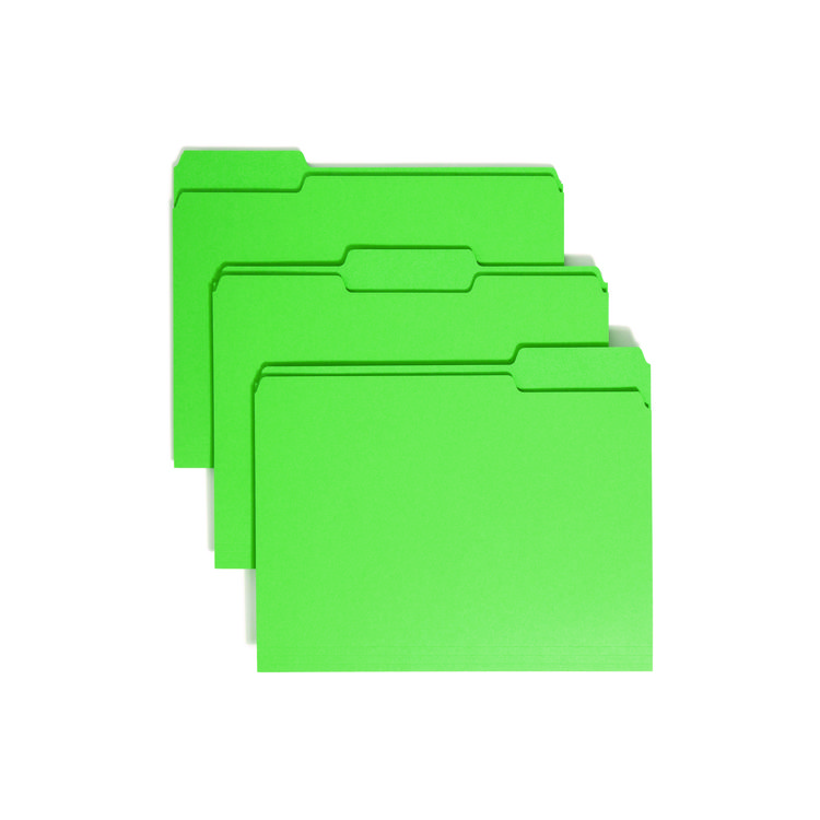Smead Colored File Folders, 1/3-Cut Tabs: Assorted, Letter Size, 0.75" Expansion, Green, 100/Box (SMD12143)
