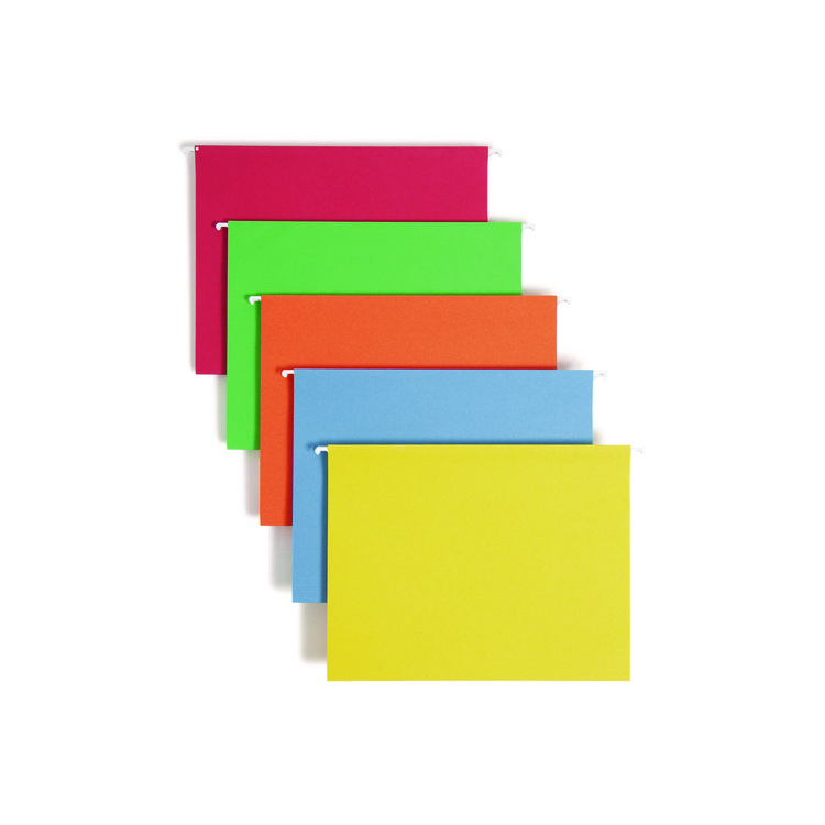 Smead Colored Hanging File Folders with 1/5 Cut Tabs, Letter Size, 1/5-Cut Tabs, Assorted Bright Colors, 25/Box (SMD64059)