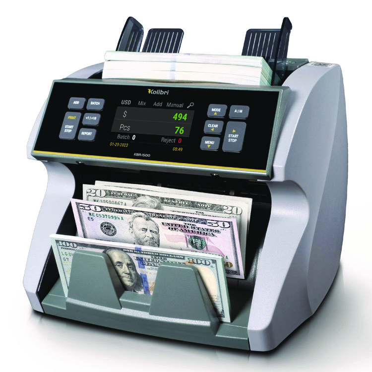 CASSIDA KBR1500V2 Mixed Denomination Cash Counter, 1,200 Bills/min, 9.5 x 11 x 10.4, Gray (KIBKBR1500V2)