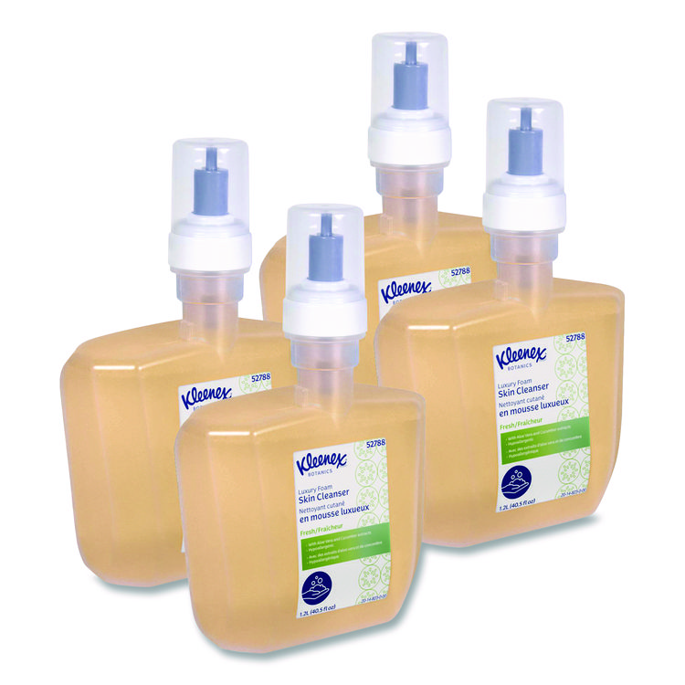 Kleenex Botanics Luxury Foam Skin Cleanser, Fresh Scent, 1,200 mL Refill, 4/Carton (KCC52788)