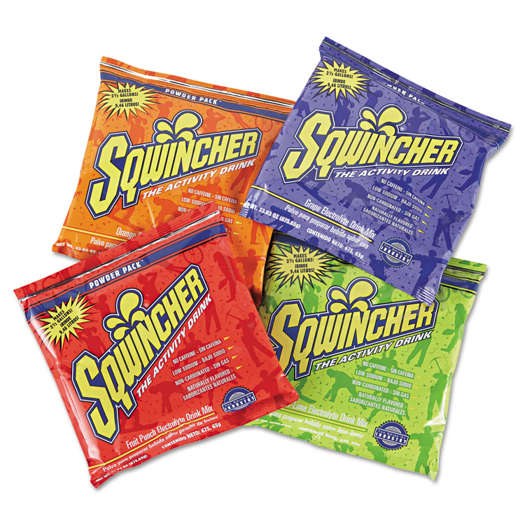 Sqwincher Powder Pack Concentrated Activity Drink, Assorted, 23.83 oz Packet, 32/Carton (SQW016044AS)
