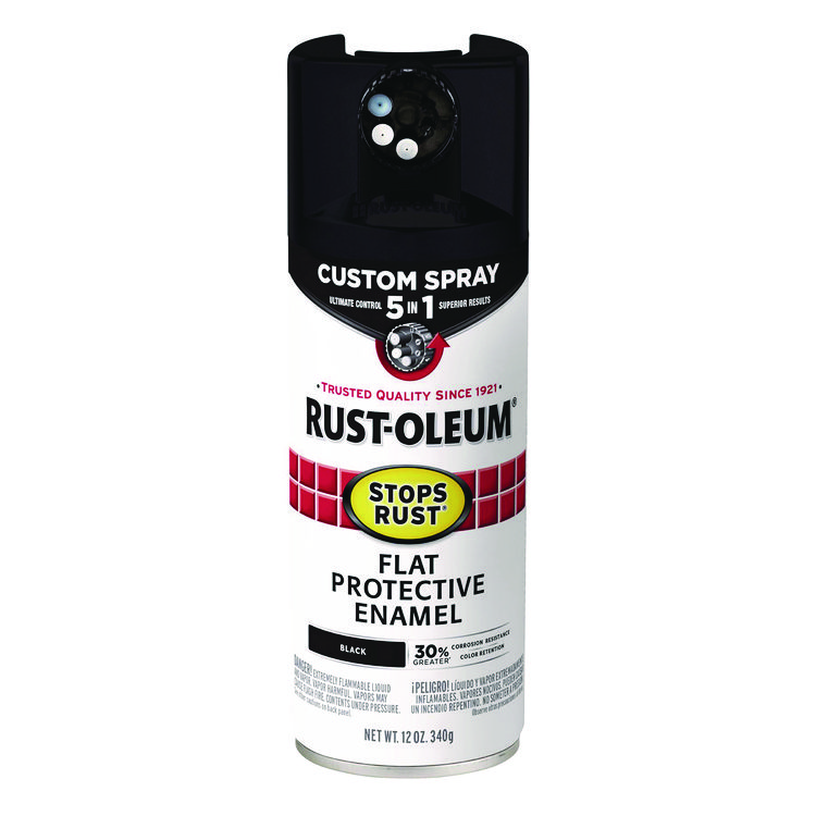 Rust-Oleum Stops Rust 5-in-1 Spray Paint, Flat Black, 12 oz Aerosol Can (RST376855EA)