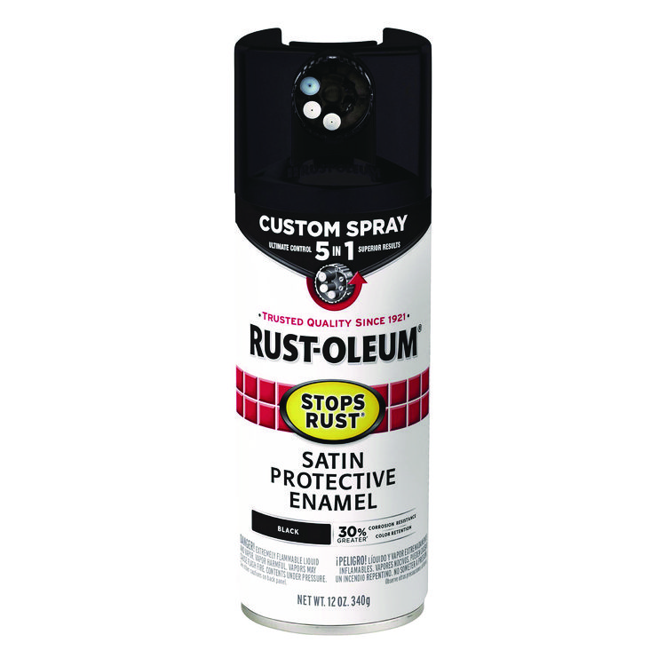 Rust-Oleum Stops Rust 5-in-1 Spray Paint, Satin Black, 12 oz Aerosol Can (RST376869EA)