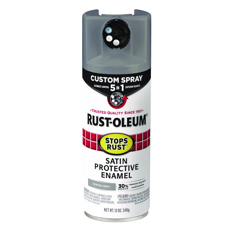 Rust-Oleum Stops Rust 5-in-1 Spray Paint, Satin Coastal Gray, 12 oz Aerosol Can (RST376872EA)