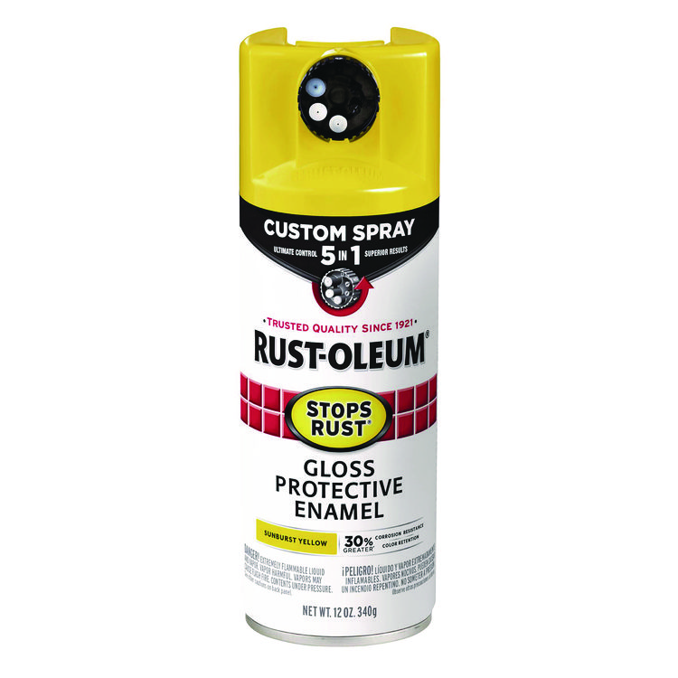 Rust-Oleum Stops Rust 5-in-1 Spray Paint, Gloss Sunburst Yellow, 12 oz Aerosol Can (RST376898EA)