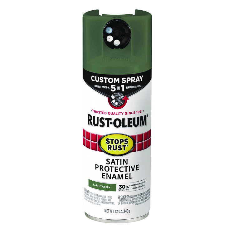Rust-Oleum Stops Rust 5-in-1 Spray Paint, Satin Earthy Green, 12 oz Aerosol Can (RST383421EA)