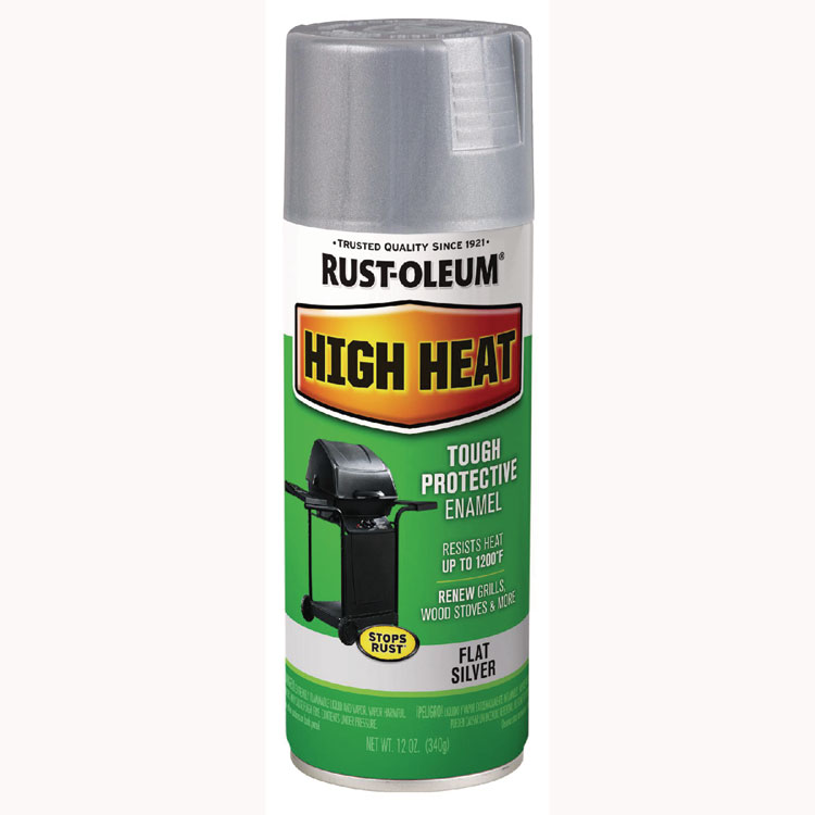 Rust-Oleum High Heat Enamel Spray Paint, Flat Silver, 12 oz Aerosol Can, 6/Carton (RST7716830)