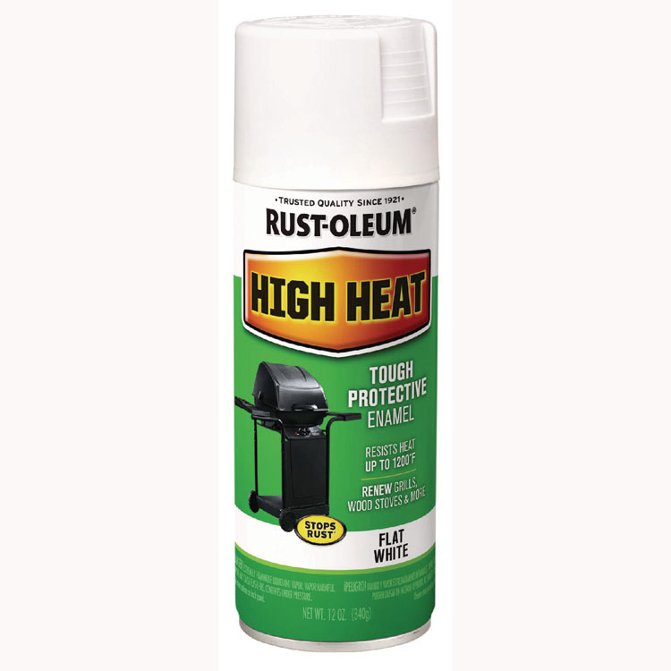 Rust-Oleum High Heat Enamel Spray Paint, Flat White, 12 oz Aerosol Can, 6/Carton (RST7751830)