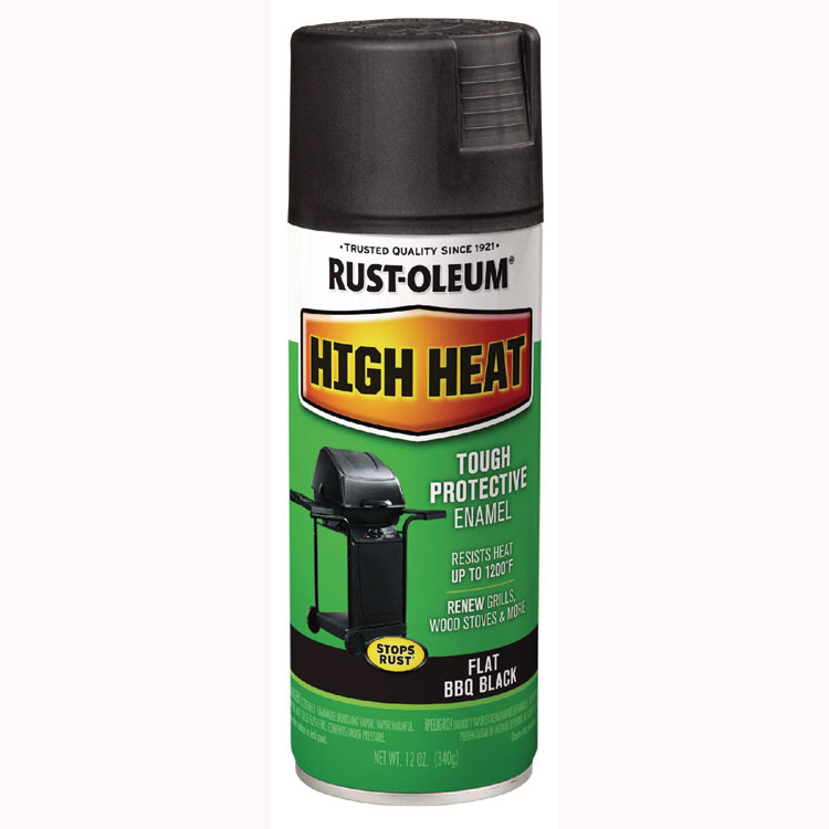Rust-Oleum High Heat Enamel Spray Paint, Flat Black, 12 oz Aerosol Can, 6/Carton (RST7778830)