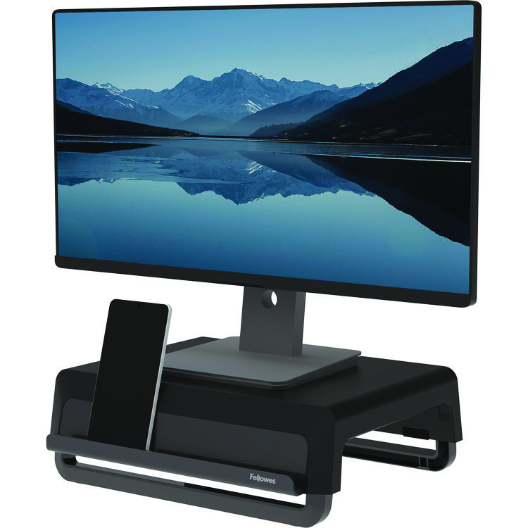 Fellowes Breyta Monitor Stand, 13.94" x 11.97" x 3.25" to 6", Black, Supports 33 lbs (FEL100098502)