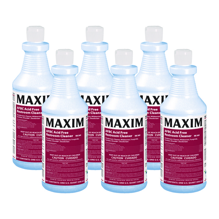 Maxim AFBC Acid-Free Restroom Cleaner, Safe-to-Ship, Fresh Scent, 32 oz Bottle, 6/Carton (MLB03600086)