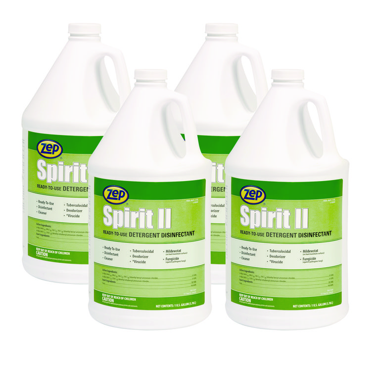 Zep Spirit II Ready-to-Use Disinfectant, Citrus Scent, 1 gal Bottle, 4/Carton (ZPP67923)