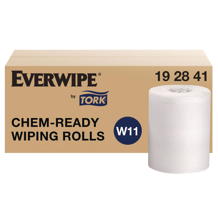 Tork Everwipe by Tork Chem-Ready Wiping Rolls, 1-Ply, 12 x 12, White, 90 Sheets, 6 Rolls/Carton (TRK192841)
