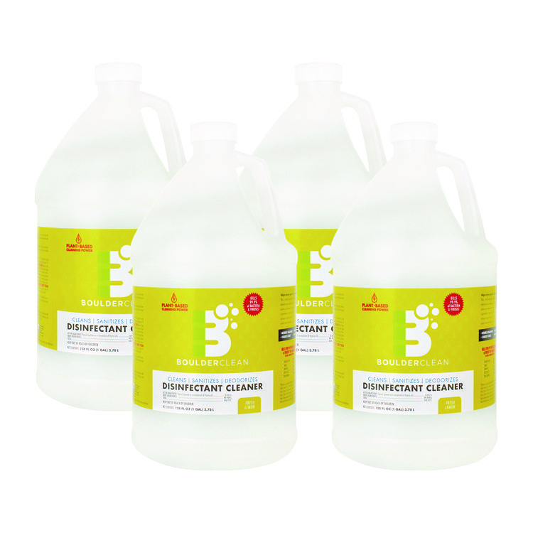 Boulder Clean Disinfectant Cleaner, Lemon Scent, 128 oz Bottle, 4/Carton (BCL003137CT)