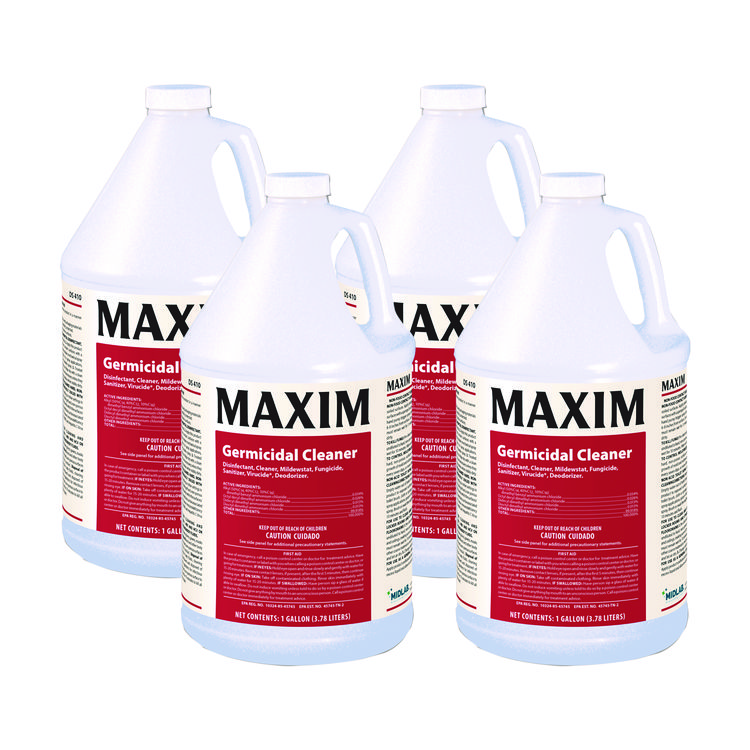 Maxim Germicidal Cleaner, Lemon Scent, 1 gal Bottle, 4/Carton (MLB04100041)