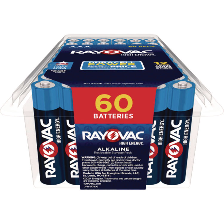 Rayovac Alkaline AAA Batteries, 60/Pack (RAY82460PPK)