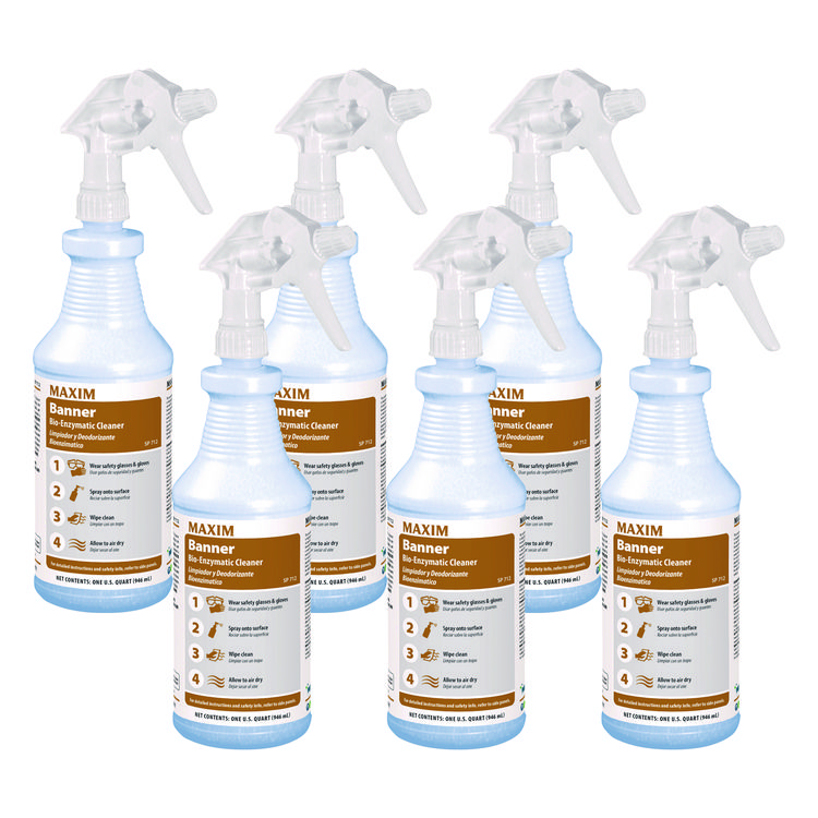 Maxim Banner Bio-Enzymatic Cleaner, Safe-to-Ship, Fresh Scent, 32 oz Bottle, 6/Carton (MLB07120086)