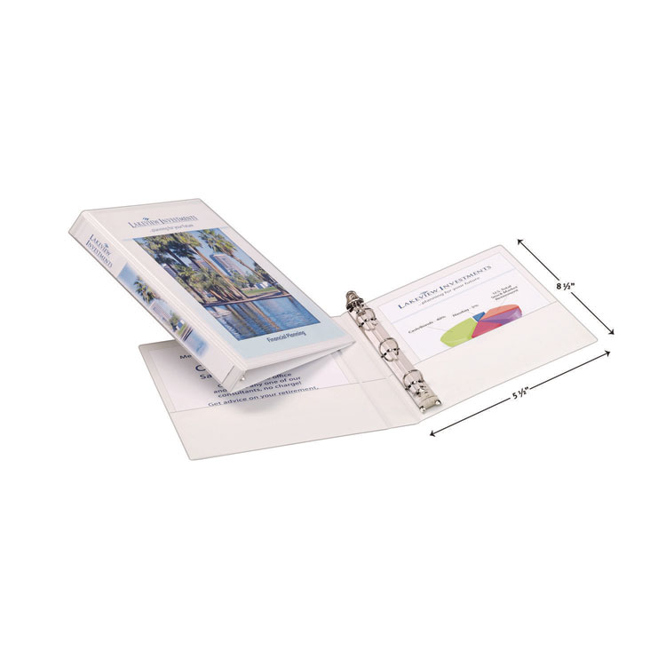Avery Mini Size Durable View Binder with Round Rings, 3 Rings, 0.5" Capacity, 8.5 x 5.5, White (AVE27726)