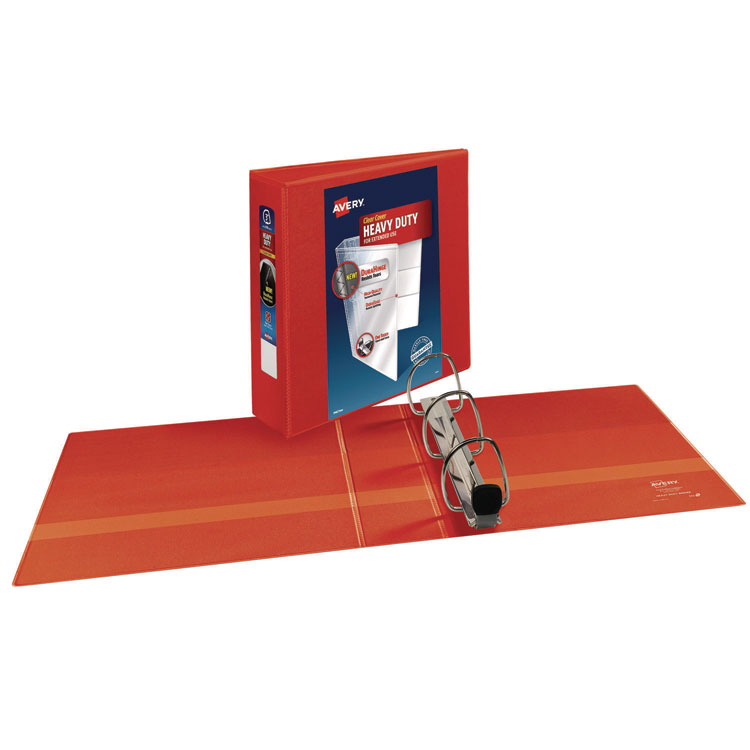 AVE79325 - Avery Heavy-Duty View Binder with DuraHinge and Locking One Touch EZD Rings, 3 Rings, 3" Capacity, 11 x 8.5, Red (AVE79325) - Image 2