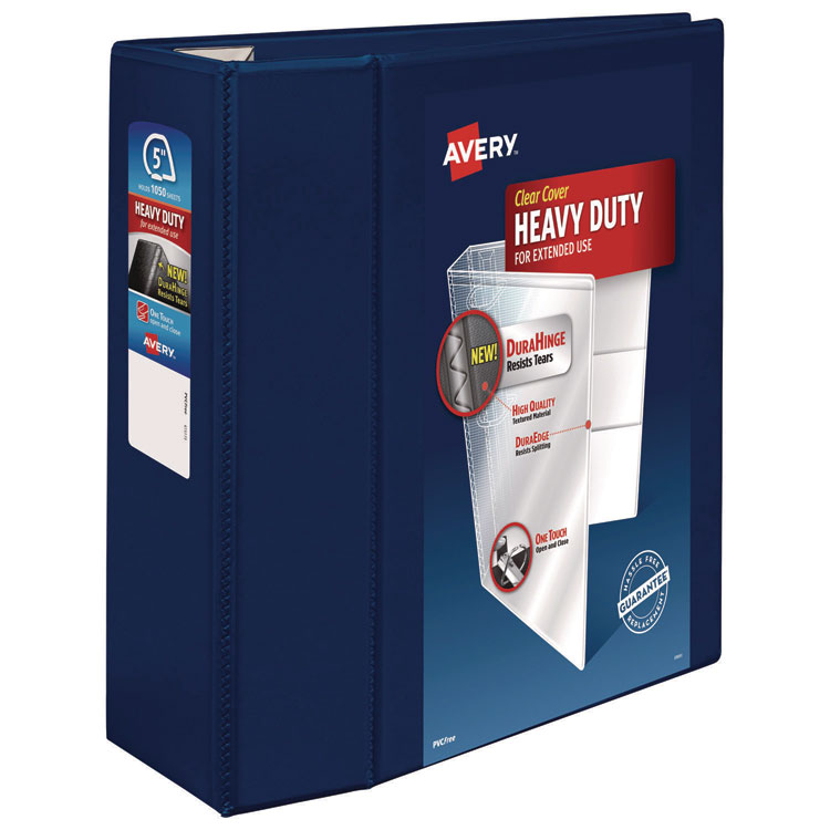 AVE79806 - Avery Heavy-Duty View Binder with DuraHinge and Locking One Touch EZD Rings, 3 Rings, 5" Capacity, 11 x 8.5, Navy Blue (AVE79806)