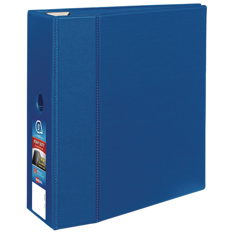 Avery Heavy-Duty Non-View Binder with DuraHinge, Locking One Touch EZD Rings and Thumb Notch, 3 Rings, 5" Capacity, 11 x 8.5, Blue (AVE79886)