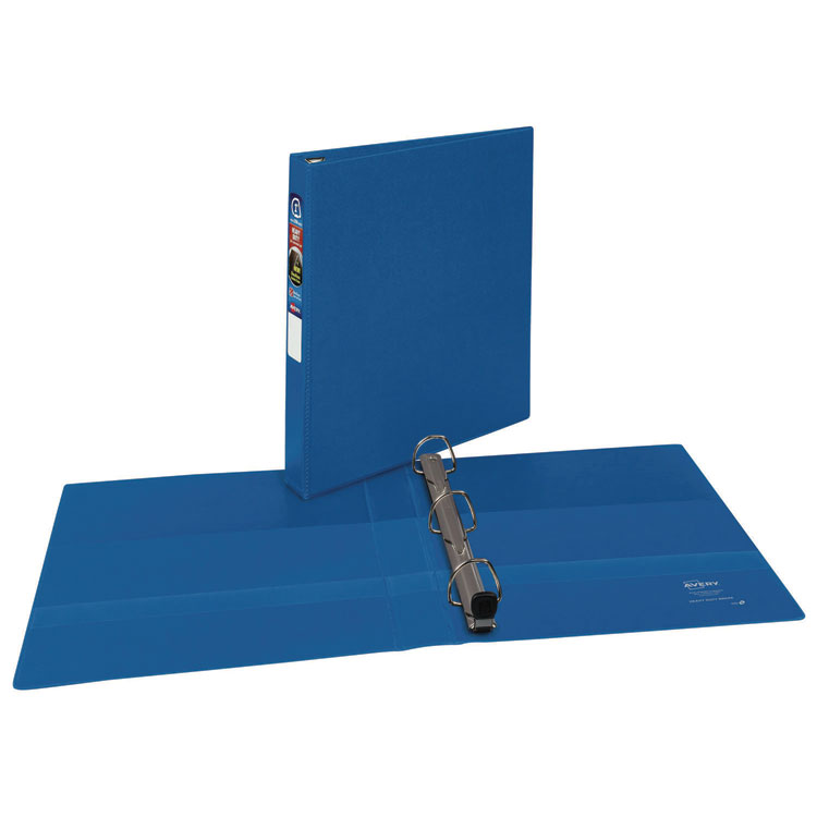 Avery Heavy-Duty Non-View Binder with DuraHinge and One Touch EZD Rings, 3 Rings, 1" Capacity, 11 x 8.5, Blue (AVE79889)