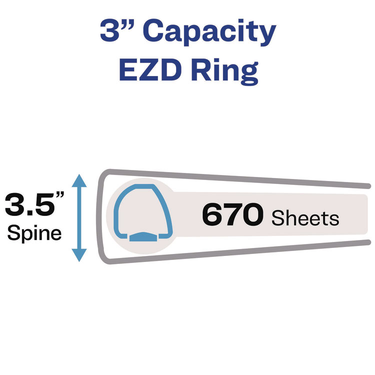 AVE79993 - Avery Heavy-Duty Non-View Binder with DuraHinge, Three Locking One Touch EZD Rings and Spine Label, 3" Capacity, 11 x 8.5, Black (AVE79993) - Image 2