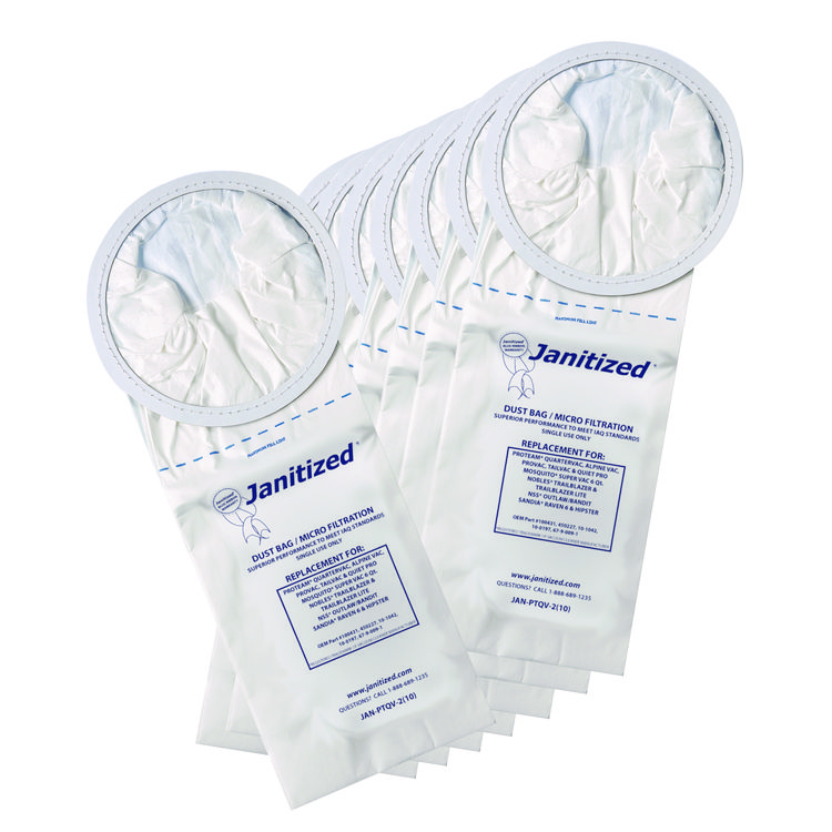 Janitized Vacuum Filter Bags Designed to Fit ProTeam 6 qt QuarterVac, 100/Carton (APCJANPTQV2)