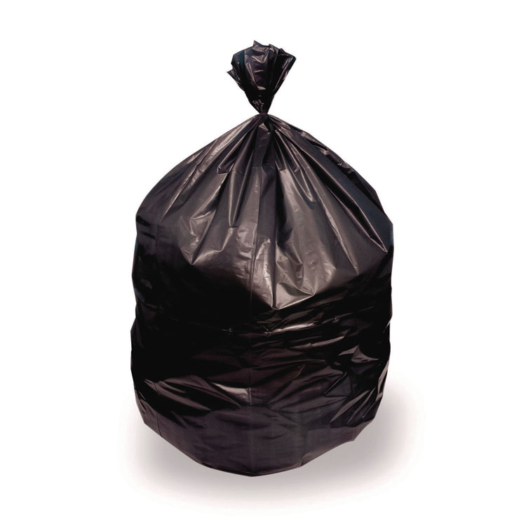 Heritage High-Density Waste Can Liners, 10 gal, 8 mic, 24" x 24", Black, Roll, 1,000/Carton (HERZ4824LKR01)