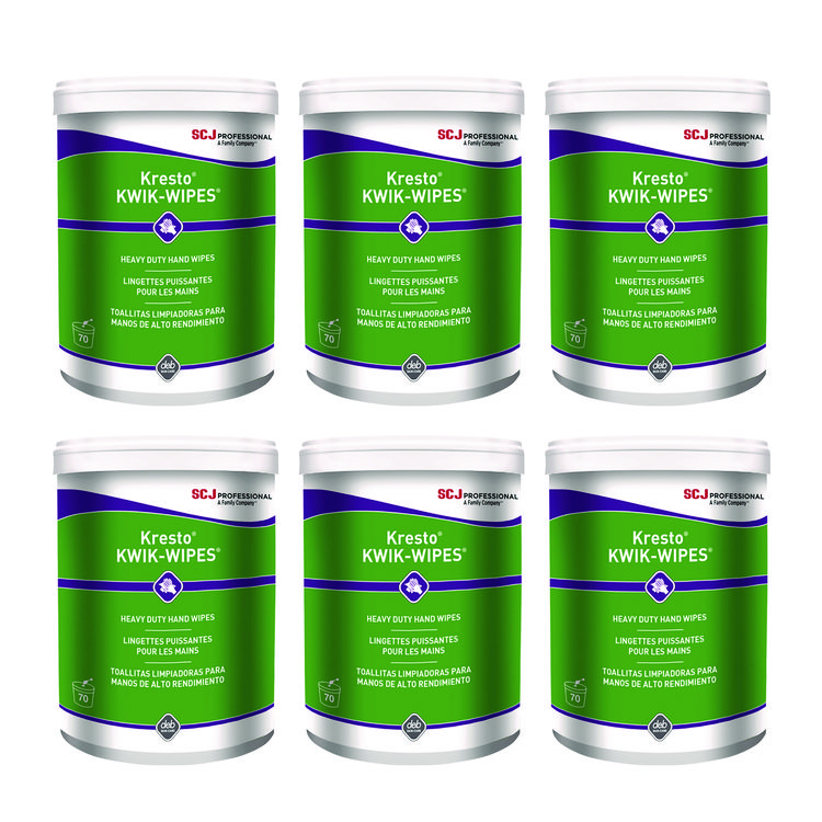 SC Johnson Professional Kresto KWIK-WIPES, Cloth, 1-Ply, 7.9 x 5.7, Citrus, White, 70/Pack, 6 Packs/Carton (SJNKKW70W)