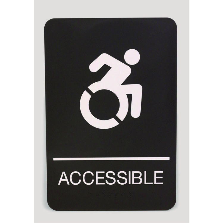 Headline Sign ADA Sign, Accessible, 6 x 9, Black Face, White Graphics (USS7787)