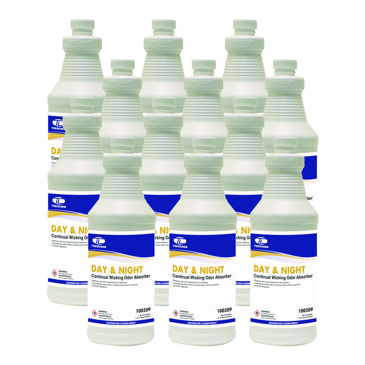 Theochem Laboratories Day and Night Wicking Odor Absorber, 32 oz Bottle, Lavender, 12/Carton (TOL309QT)