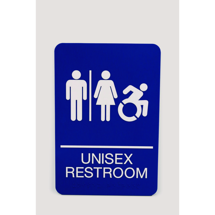 Headline Sign ADA Sign, Unisex Restroom, 6 x 9, Blue Face, White Graphics (USS7771)
