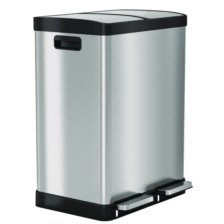 HLS COMMERCIAL Fire-Resistant Step Pedal Trash Can and Recycle Bin, 16 gal, Plastic/Stainless Steel, Silver (HLMHLSS16RFR)