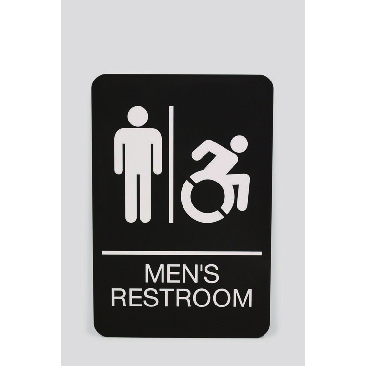 Headline Sign ADA Sign, Men's Restroom, 6 x 9, Black Face, White Graphics (USS7775)